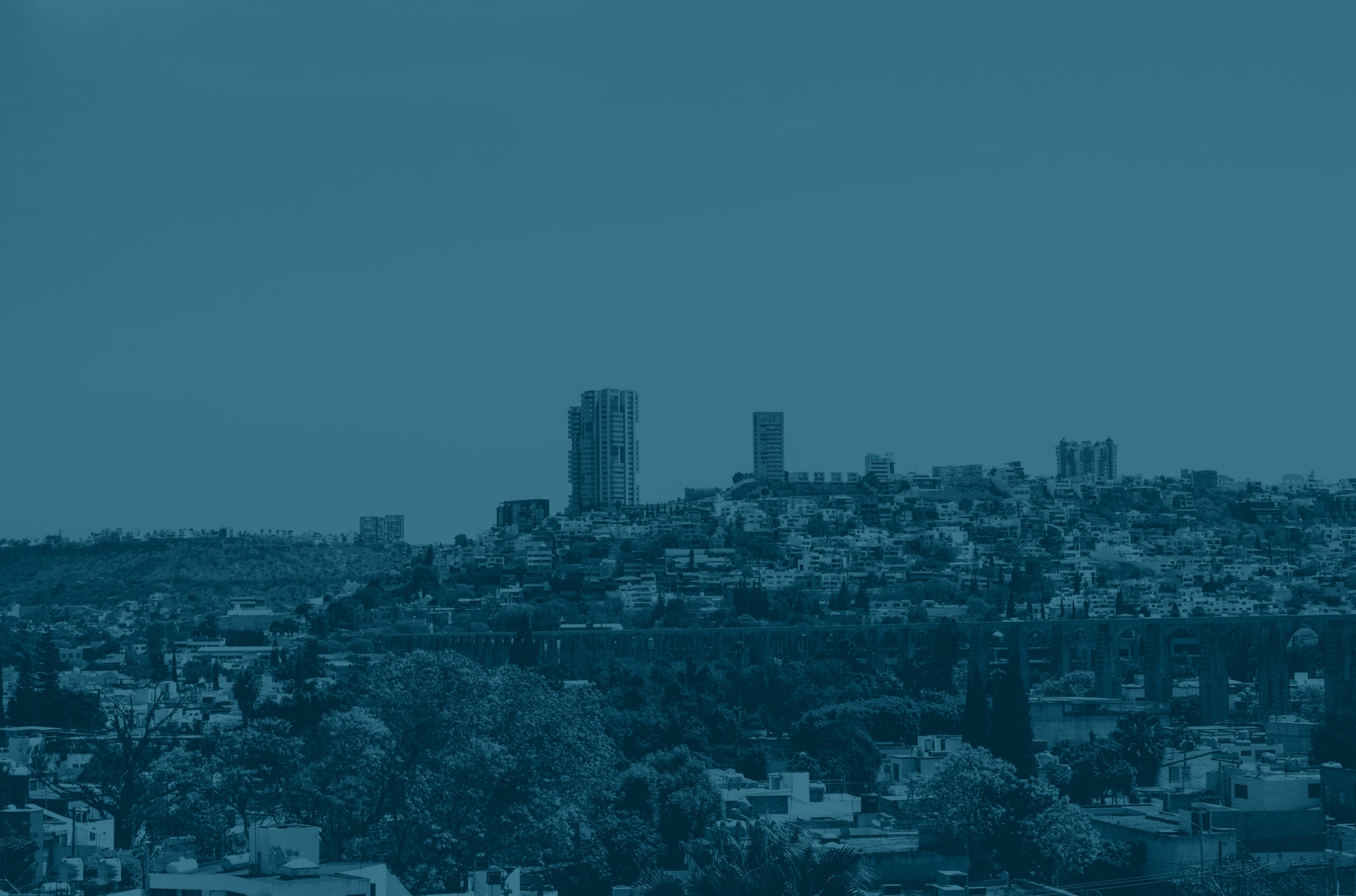 Queretaro Mexico aqueduct with jacaranda tree