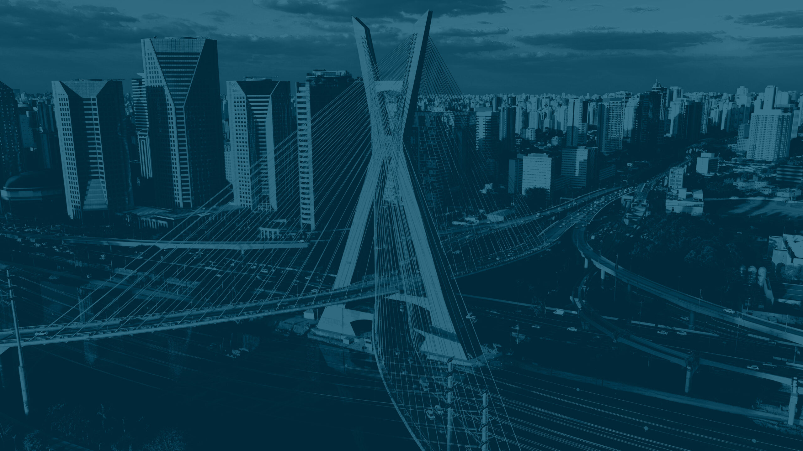 Cable Stayed Bridge At Cityscape In Sao Paulo