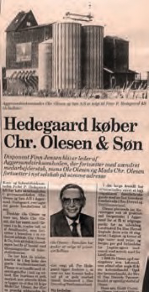 picture of a newspaper stating chr olesen has been bought
